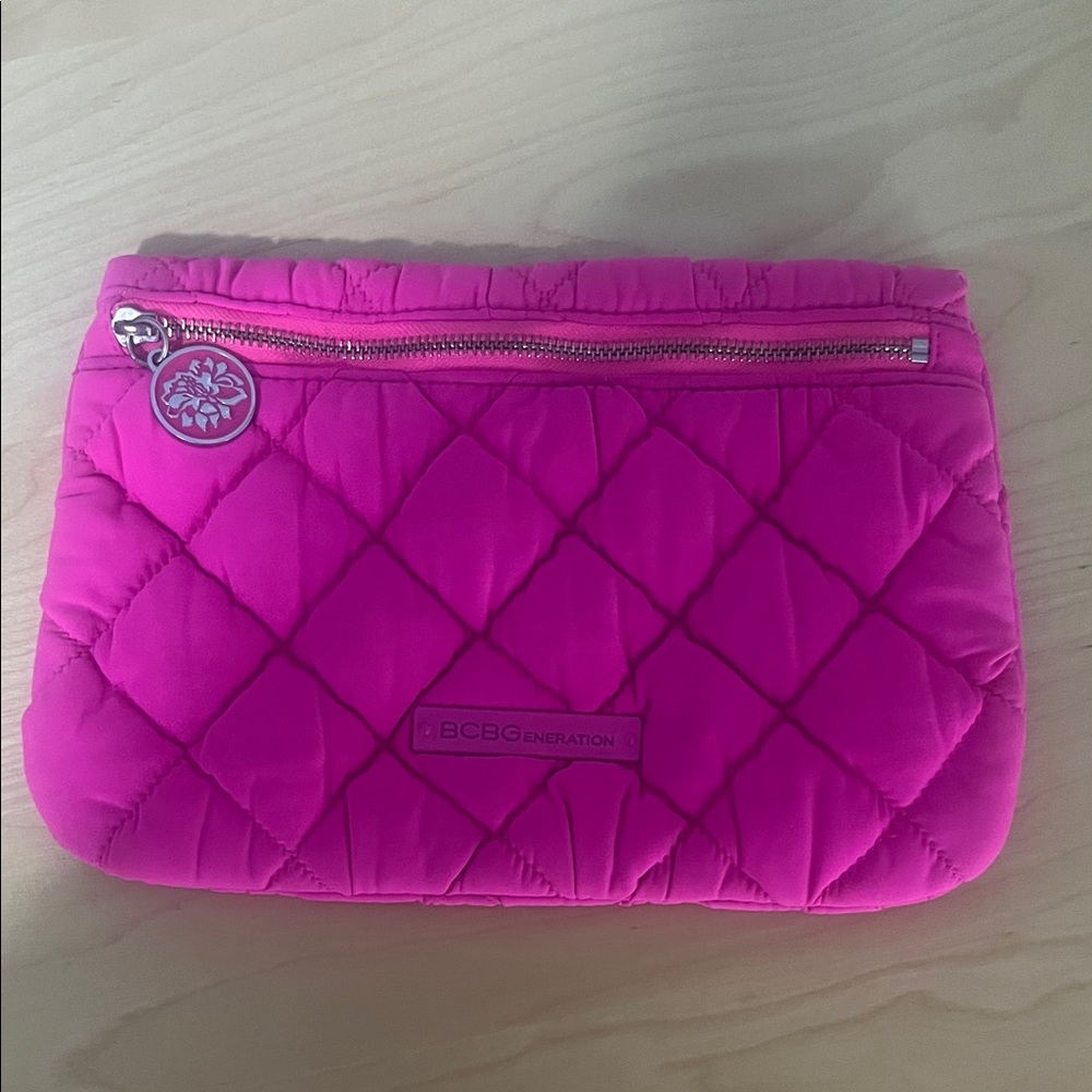 BCBGeneration Pink Quilted Cosmetic Case
